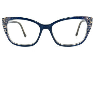 TURA R578 NAV B:41 Navy Gold Sparkle Eyeglasses‎ Frames Full Rim Cat Eye H17132